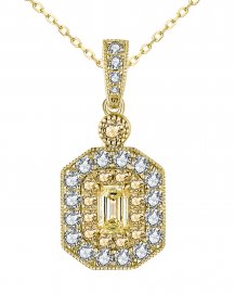 MULTI TONE EMERALD CUT DIAMOND PENDANT (TP2777)